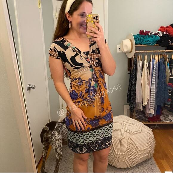 ETRO Milano Orange Mini Dress XS - Picture 6 of 12
